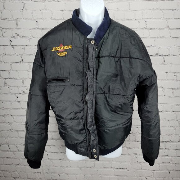 VTG Pennzoil Penske Racing Black Insulated Zip Bomber Puffer Jacket Medium M - Picture 6 of 16